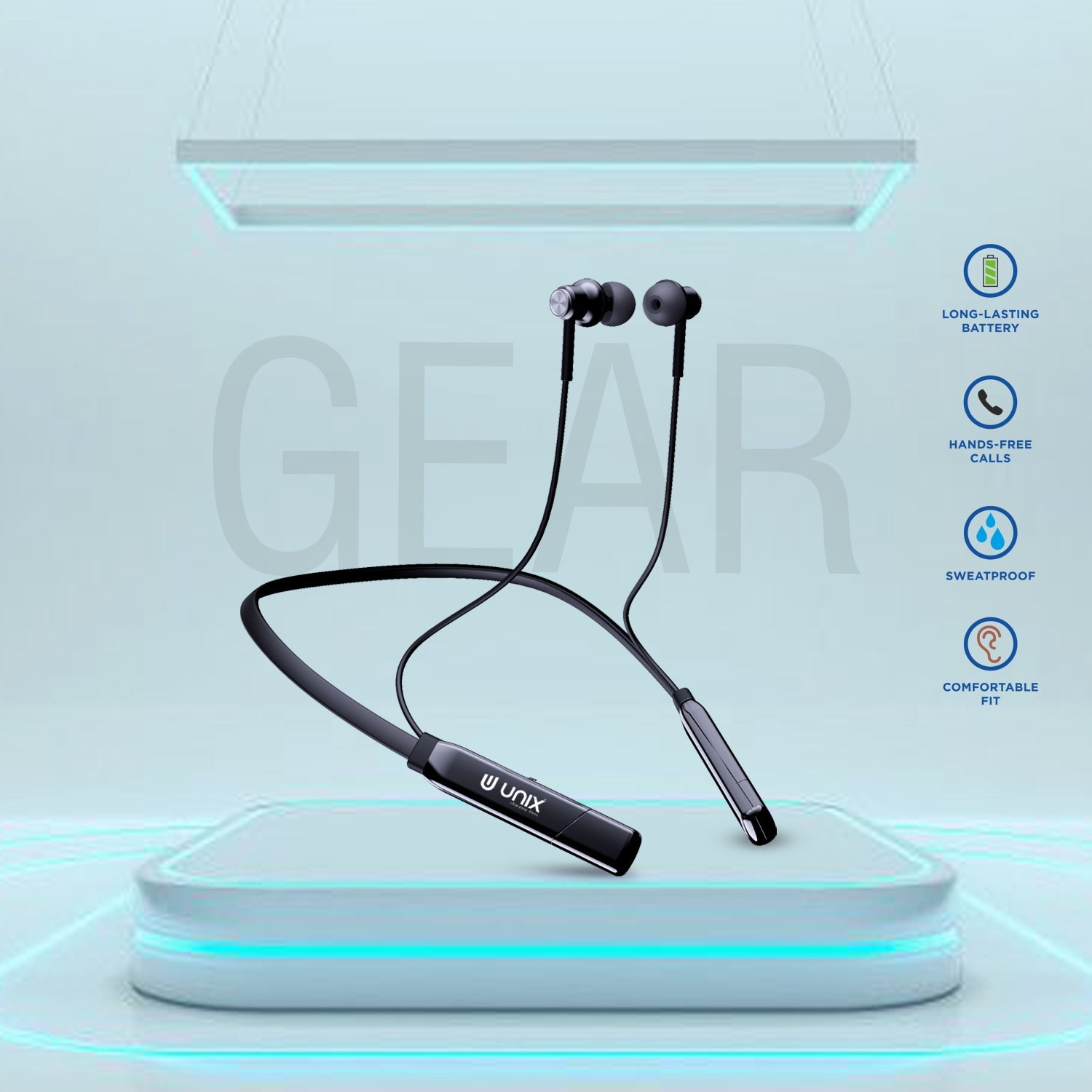 Unix UX-4000 Gear Wireless Bluetooth Neckband - Unixindia.