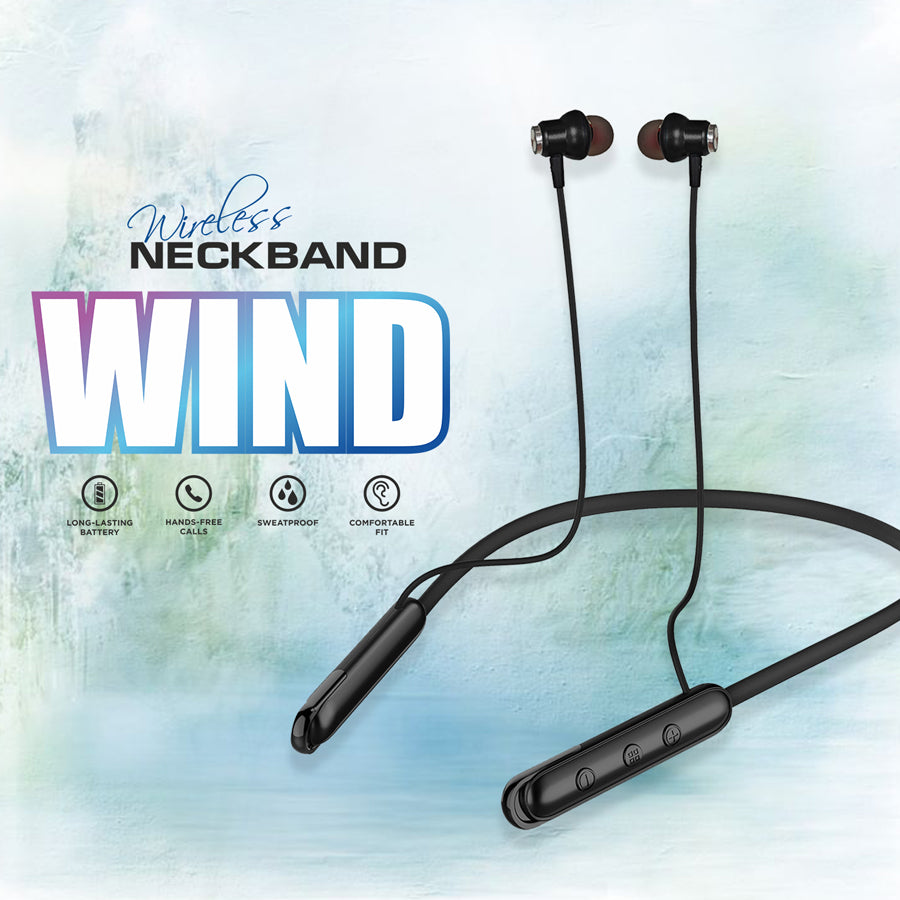 Unix UX-444 Wind Wireless Neckband | 32H Playtime Black down