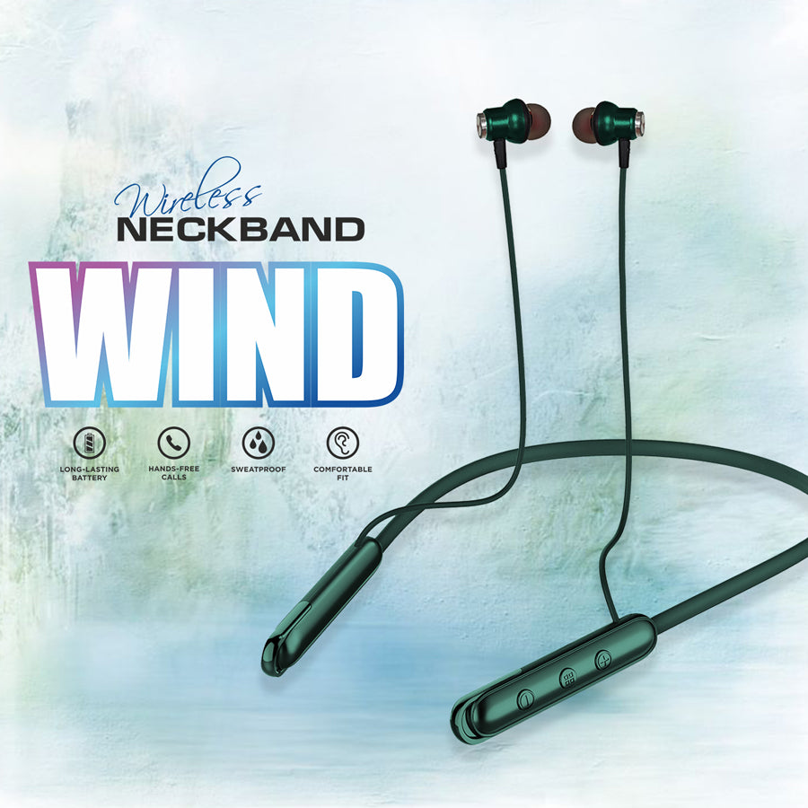 Unix UX-444 Wind Wireless Neckband | 32H Playtime Green down