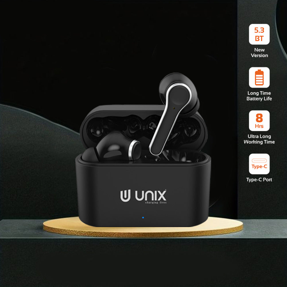 Unix UX-470 Chorus Wireless Earbuds | 8-Hour Music Time & Fast Charging Case