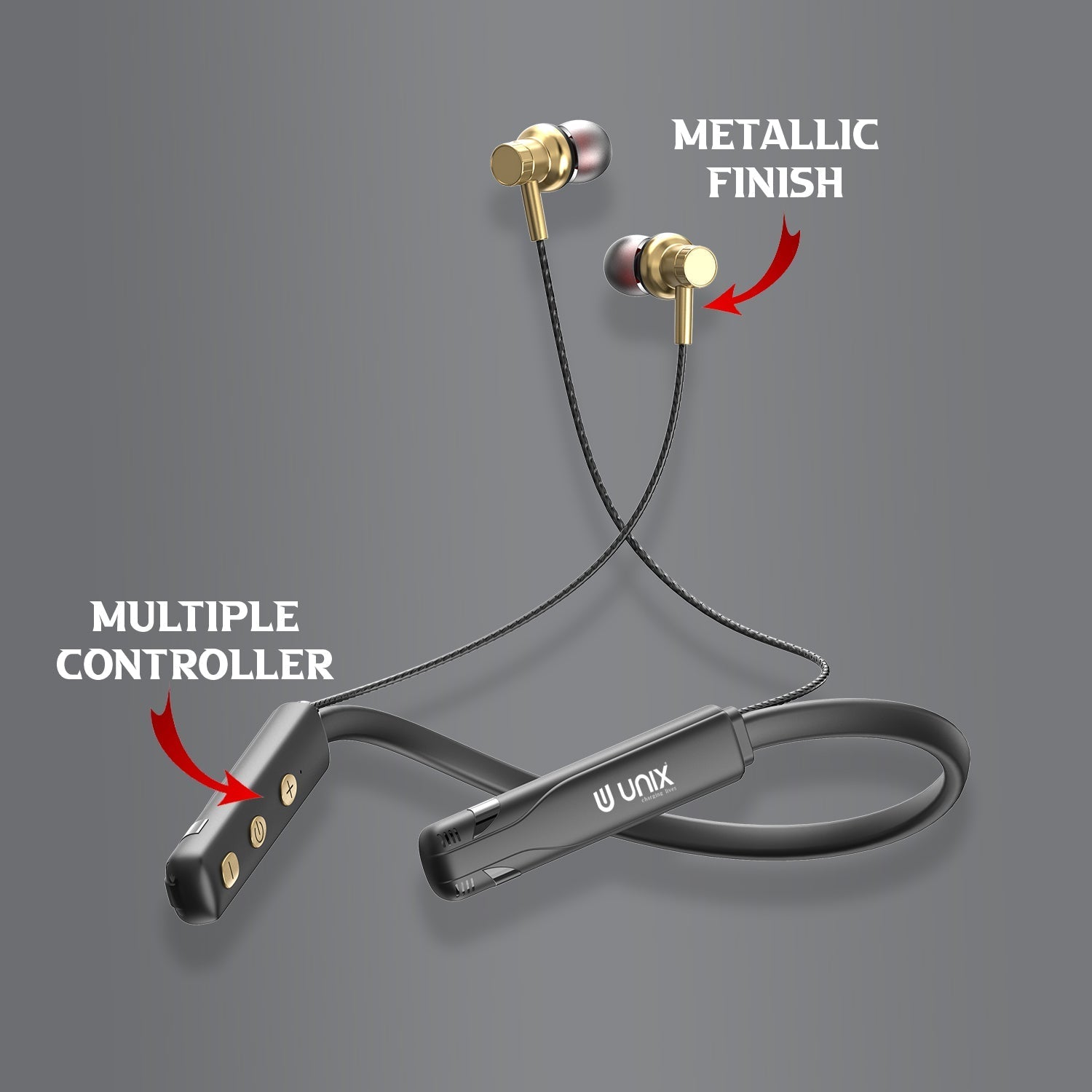 Unix UX-490 Boom Wireless Neckband | 22H Talk Time - Unixindia.