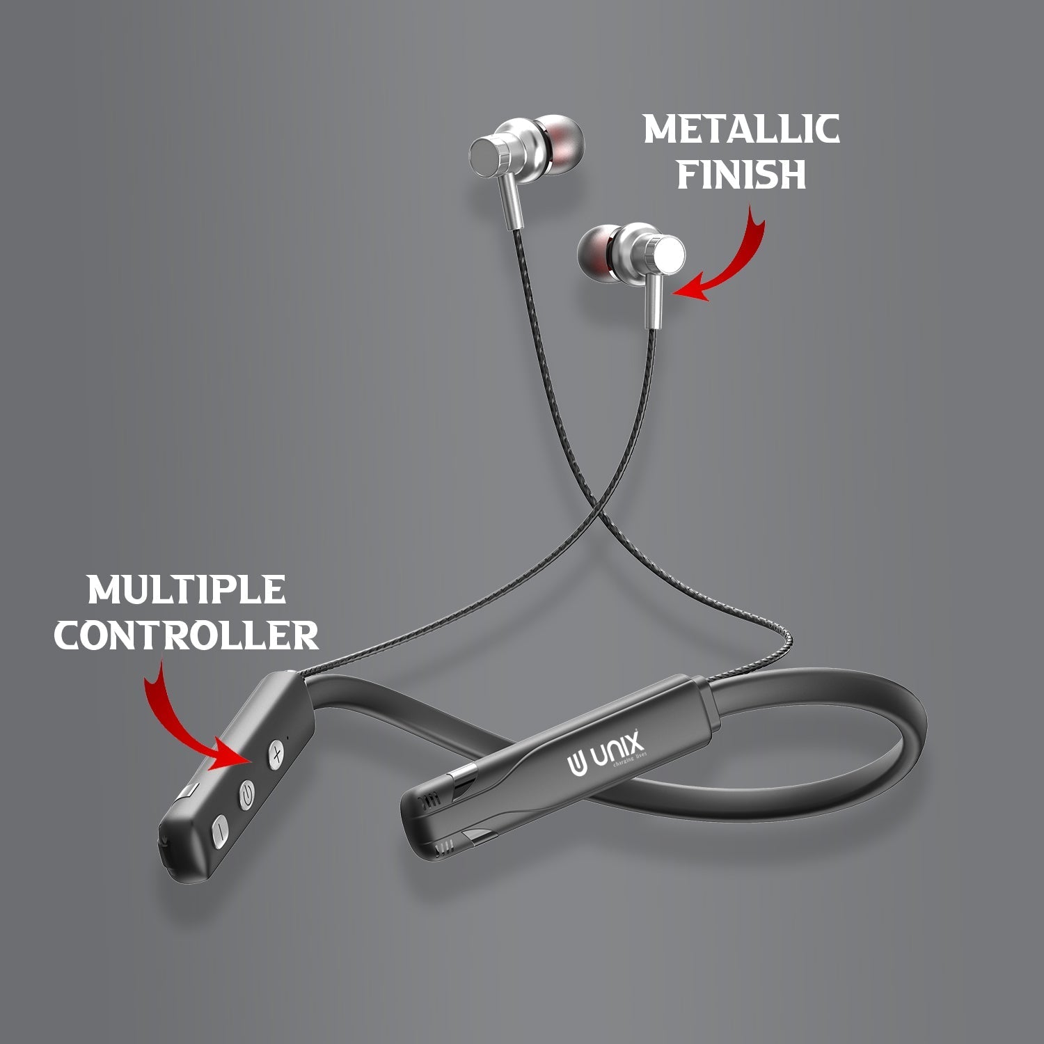 Unix UX-490 Boom Wireless Neckband | 22H Talk Time - Unixindia.