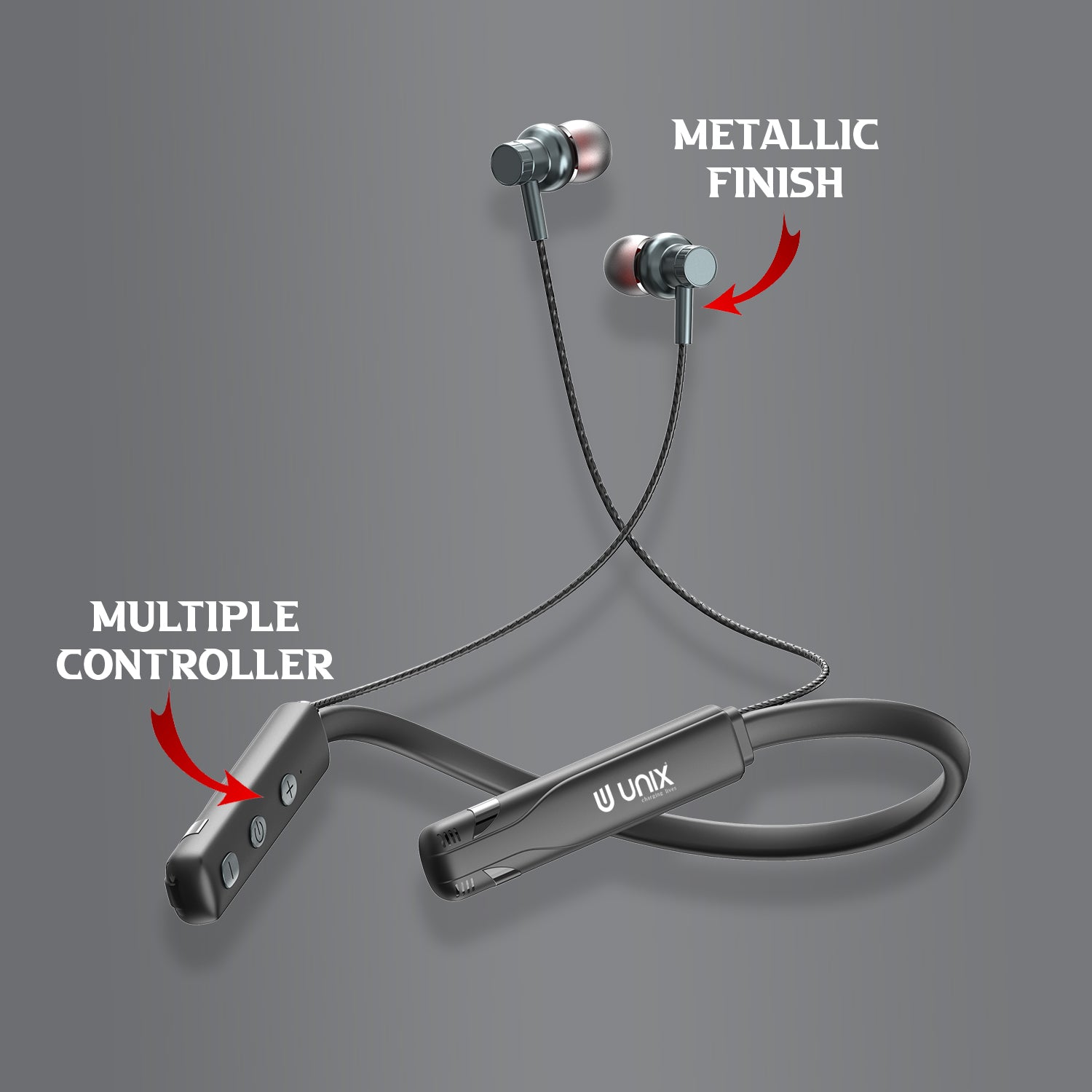 Unix UX-490 Boom Wireless Neckband | 22H Talk Time - Unixindia.