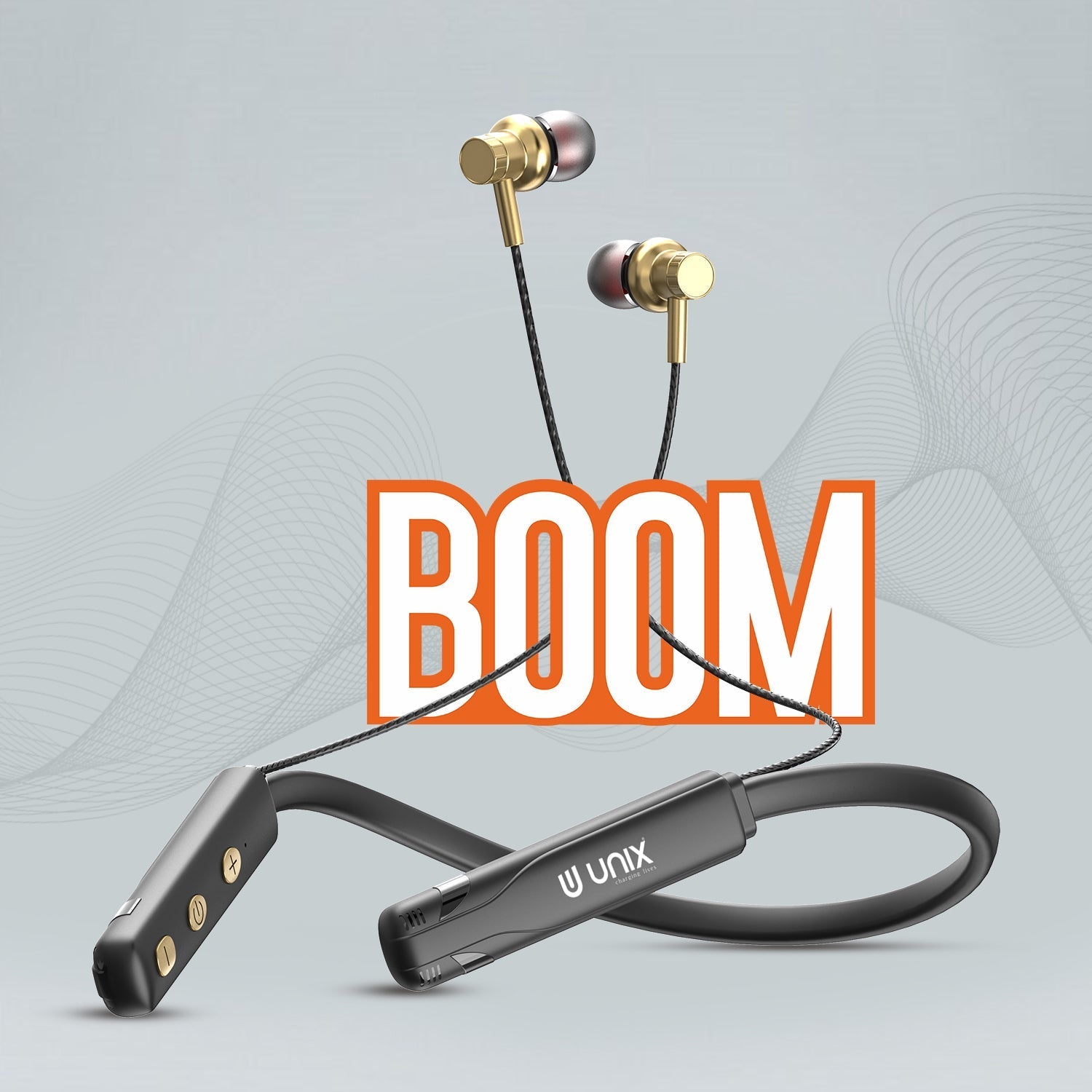 Unix UX-490 Boom Wireless Neckband | 22H Talk Time - Unixindia.