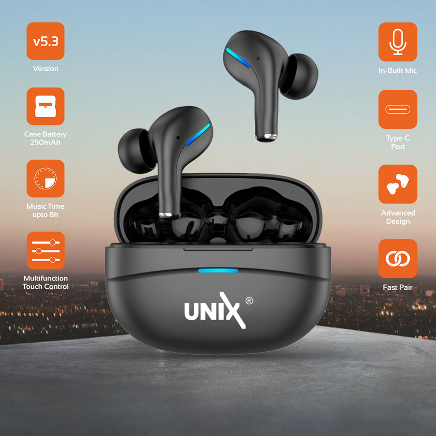 Unix UX 800 Best Wireless Earbuds Long Battery Life and Fast Pairing