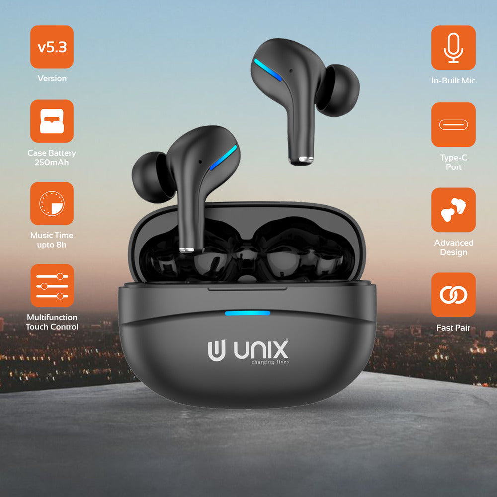 Unix UX-800 Best Wireless Earbuds - Long Battery Life and Fast Pairing