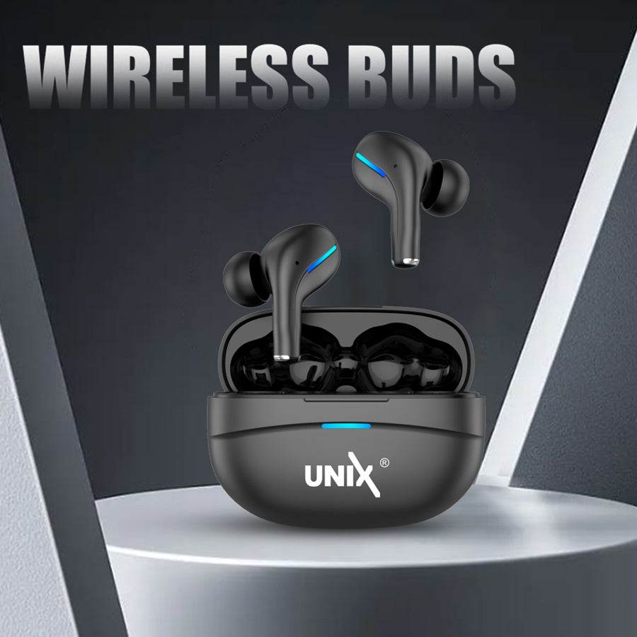 Unix UX-800 Best Wireless Earbuds - Long Battery Life and Fast Pairing Black down