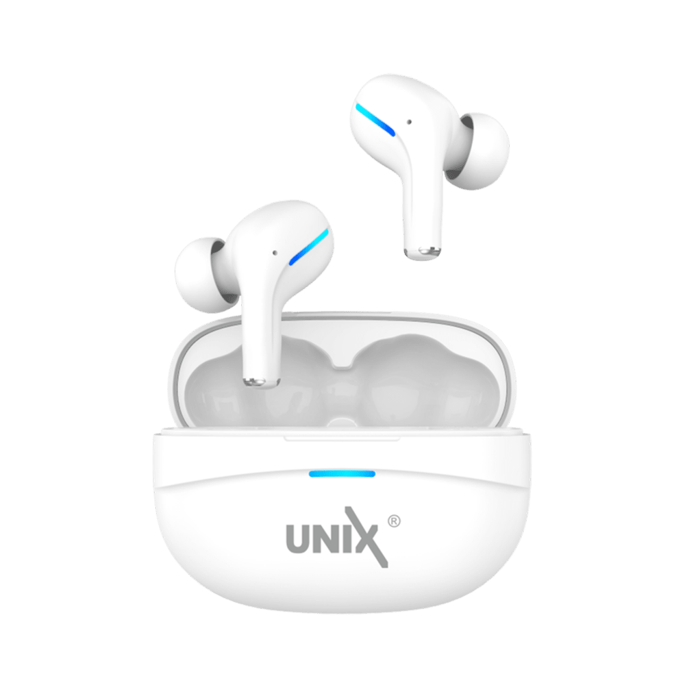 Unix UX-800 Best Wireless Earbuds - Long Battery Life and Fast Pairing White