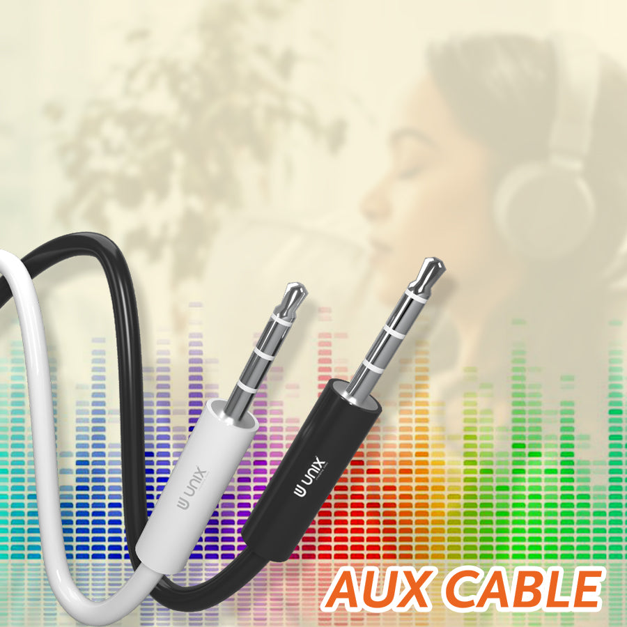 Unix UX-AX10 Aux Cable - 1 MTR Male-to-Male Audio Cable for High-Quality Sound