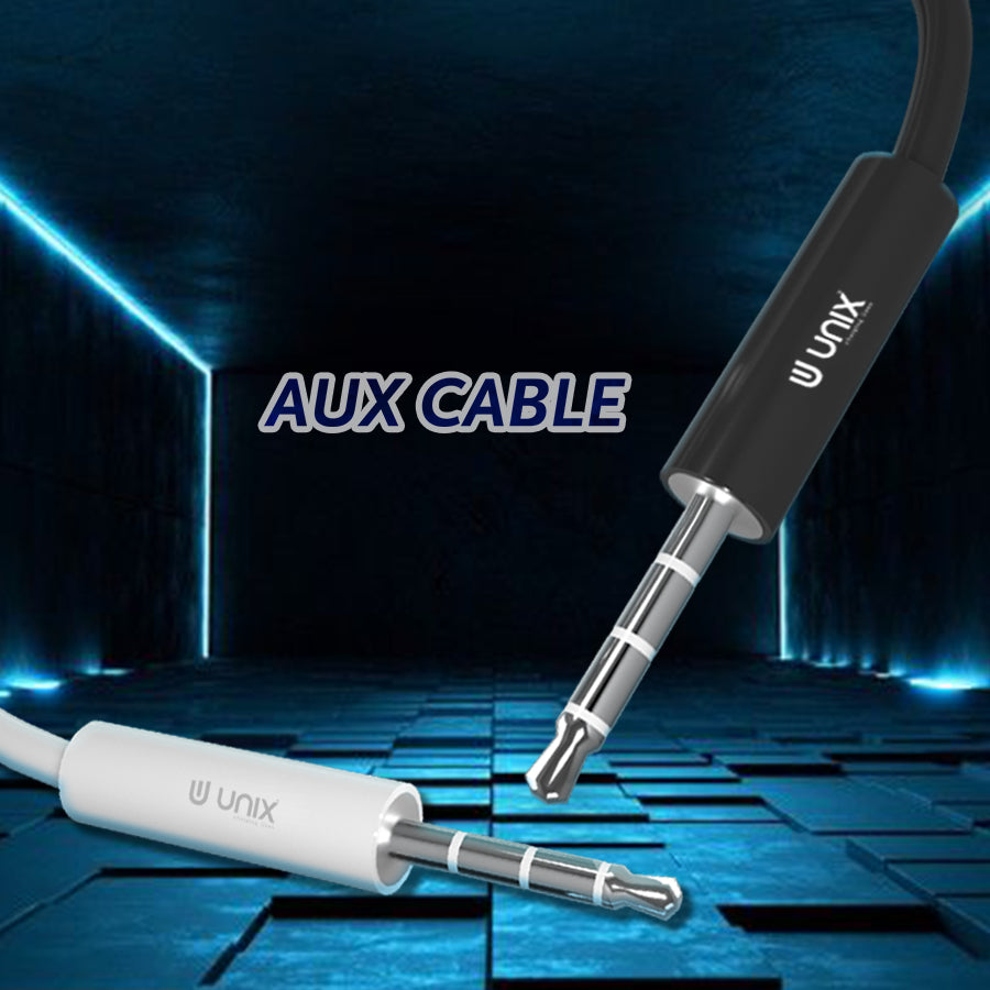 Unix UX-AX10 Aux Cable - 1 MTR Male-to-Male Audio Cable for High-Quality Sound