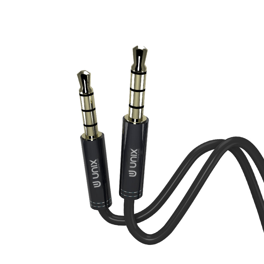 Unix UX-AUX30 Aux Cable - Metal Finish | Supports All Devices with 2 MTR Aux jack