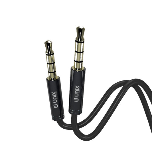 Unix UX-AUX30 Aux Cable - Metal Finish | Supports All Devices with 2 MTR Aux jack - Unixindia.