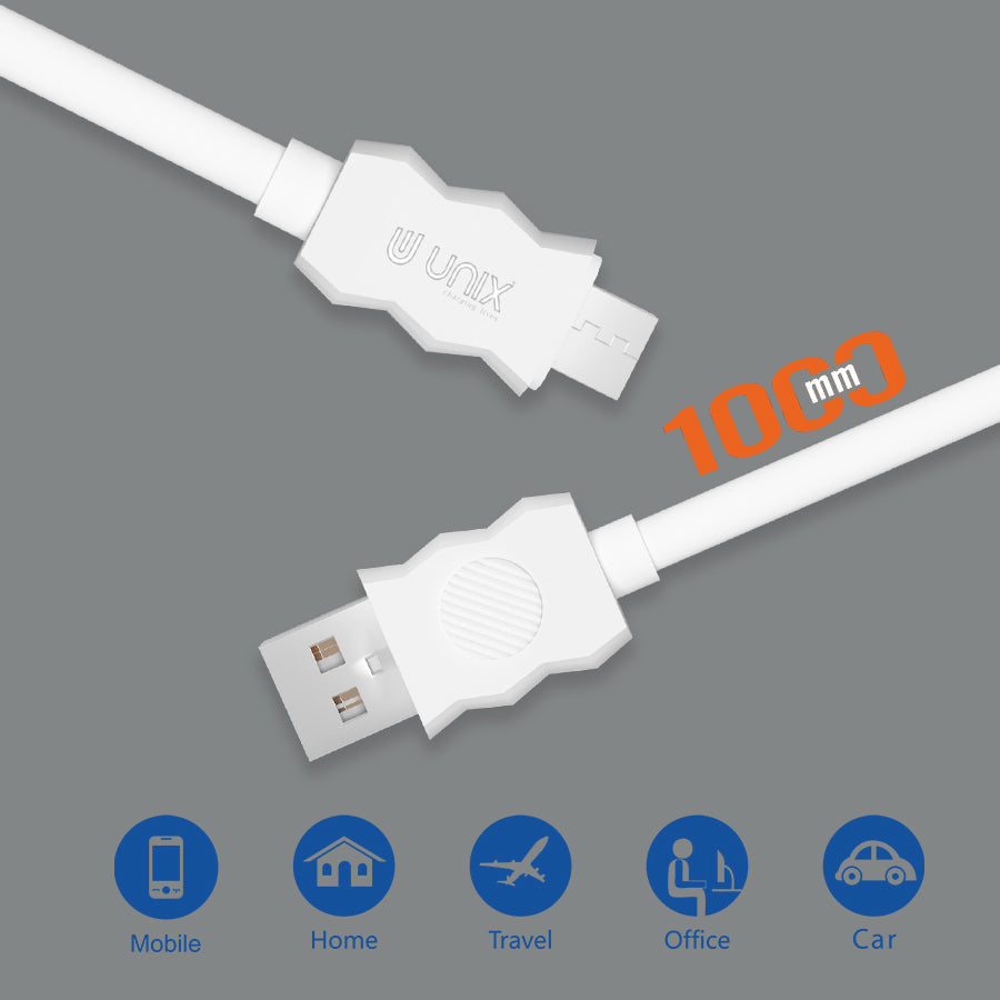 Unix UX-C25 Micro USB Data Cable Quick Charge Classic Design & Ultimate Efficiency - Unixindia.