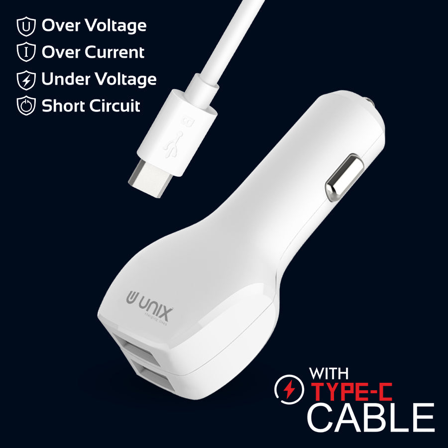 Unix UX-C61 Wired with USB - Best Fast Car Charger - Unixindia.