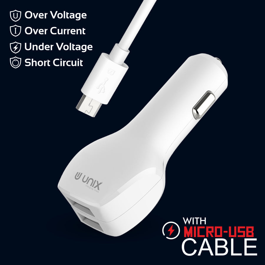 Unix UX-C61 Wired with USB - Best Fast Car Charger - Unixindia.