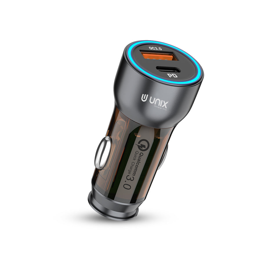 Unix UX-C66 Quick Car Charger | 45W Total Power & Qualcomm Quick Charge - Unixindia.