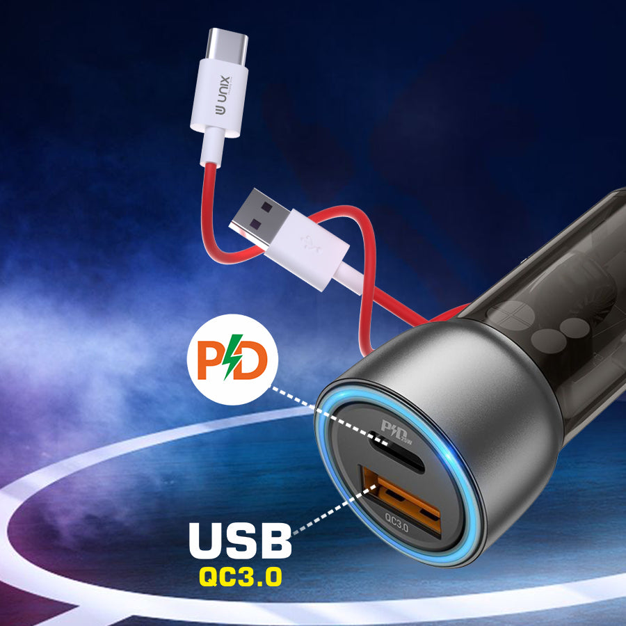 Unix UX-C66 Quick Car Charger | 45W Total Power & Qualcomm Quick Charge