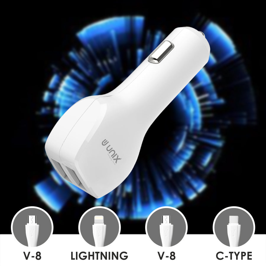 Unix UX-C88 4 in 1 Smart USB Car Charger - Unixindia.