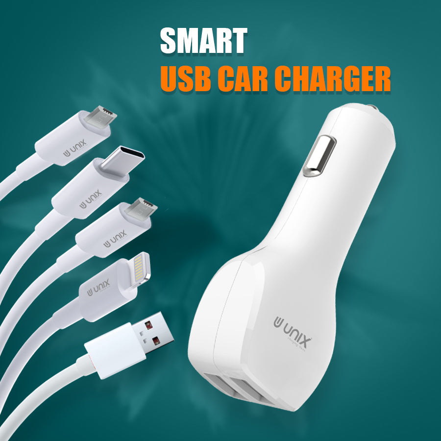 Unix UX-C88 4 in 1 Smart USB Car Charger - Unixindia.