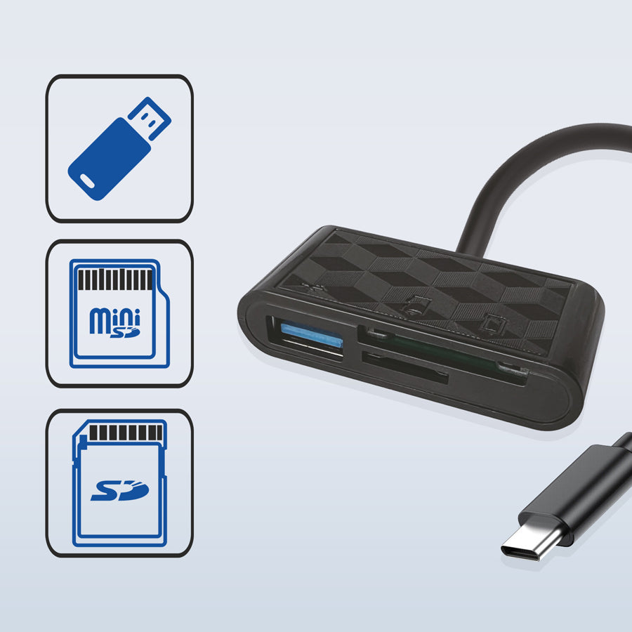 Unix UX-OCR11 Type-C USB All-in-one OTG Card Reader - Universal Compatibility left