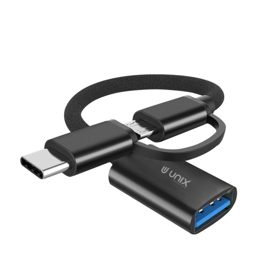 Unix UX-OT40 2 in 1 OTG Type-C/Micro USB Adapter - Versatile Connectivity On-The-Go