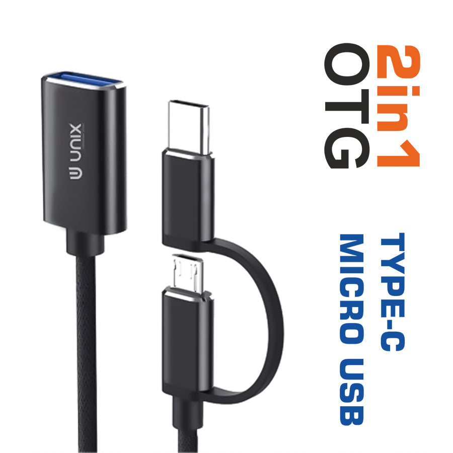 Unix UX-OT40 2 in 1 OTG Type-C/Micro USB Adapter - Versatile Connectivity On-The-Go - Unixindia.
