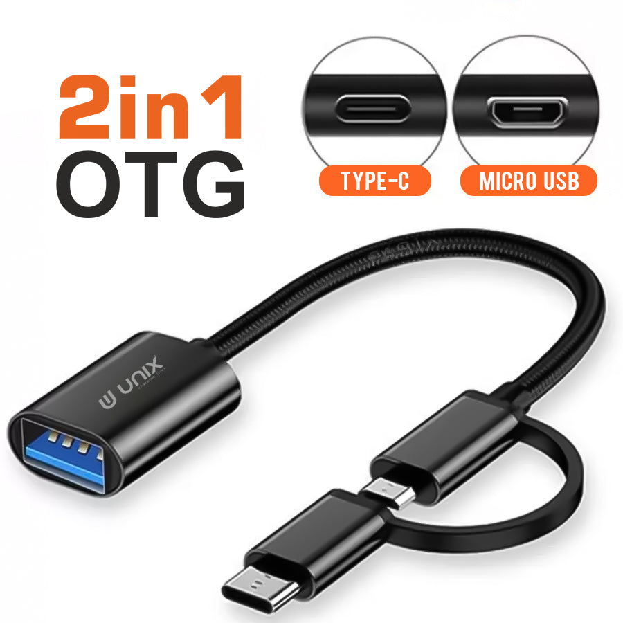 Unix UX-OT40 2 in 1 OTG Type-C/Micro USB Adapter - Versatile Connectivity On-The-Go - Unixindia.