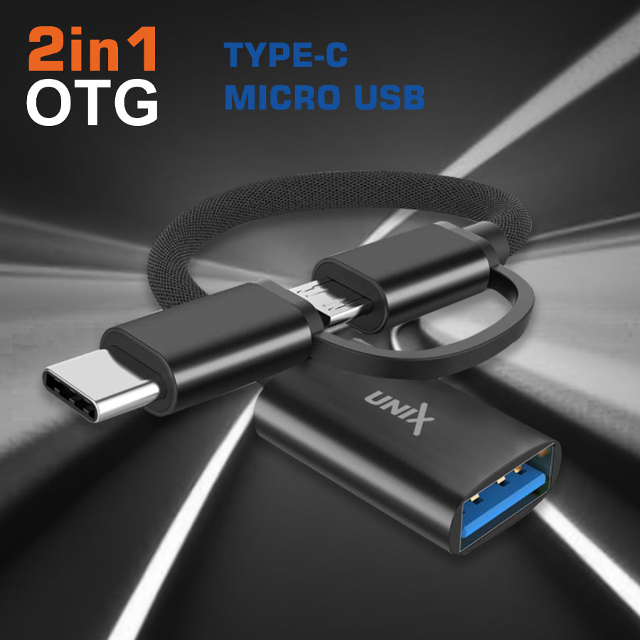 Unix UX-OT40 2 in 1 OTG Type-C/Micro USB Adapter - Versatile Connectivity On-The-Go design