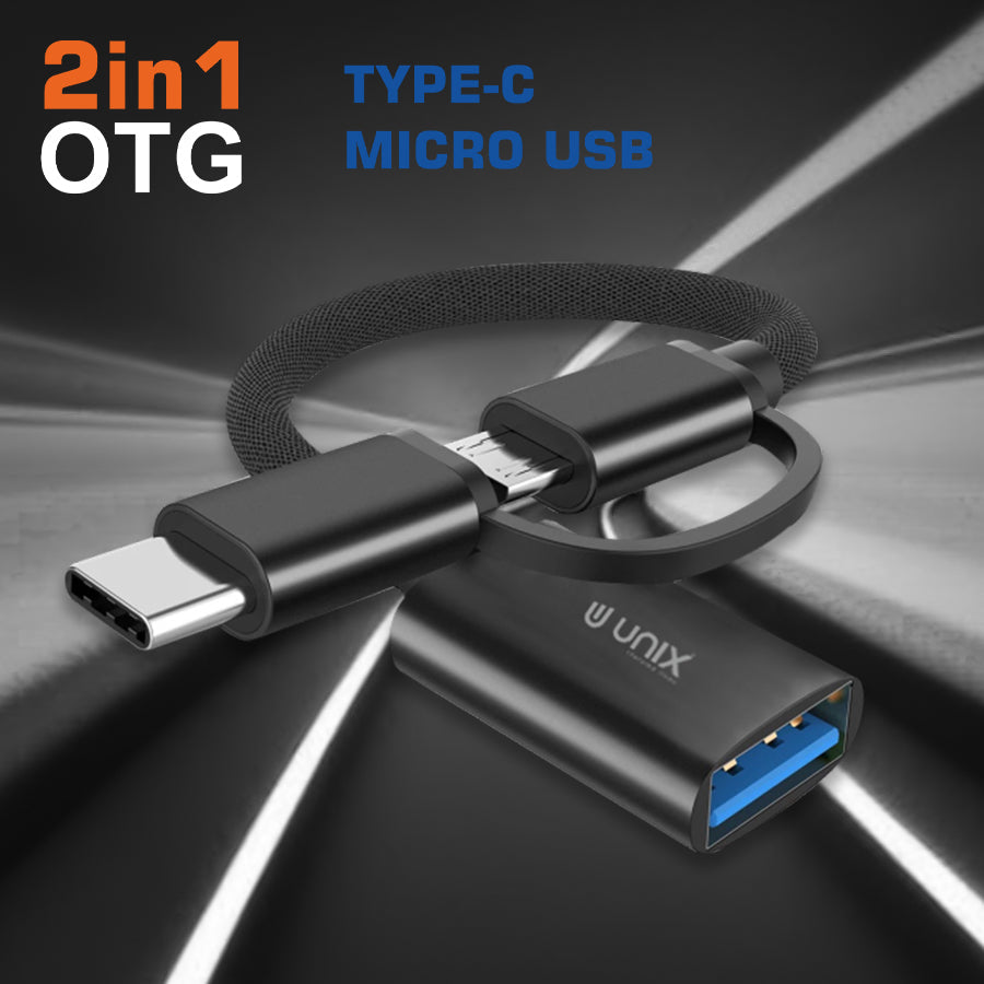 Unix UX-OT40 2 in 1 OTG Type-C/Micro USB Adapter - Versatile Connectivity On-The-Go - Unixindia.