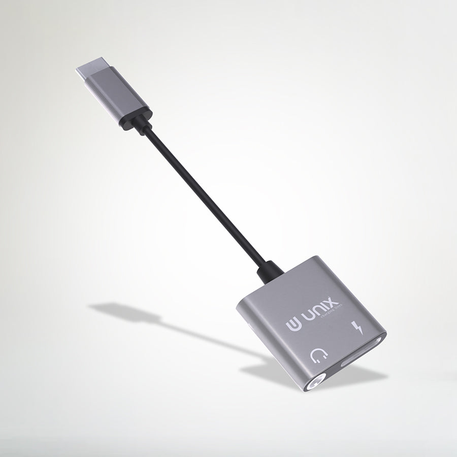 Unix UX-SC20 Wire HF/Charging Connector | 2-in-1 Type-C Aux + Charging Splitter - Unixindia.
