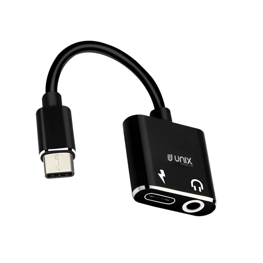 Unix UX-SC20 Wire HF/Charging Connector | 2-in-1 Type-C Aux + Charging Splitter - Unixindia.