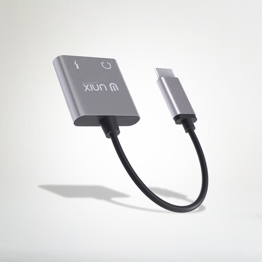 Unix UX-SC20 Wire HF/Charging Connector | 2-in-1 Type-C Aux + Charging Splitter - Unixindia.