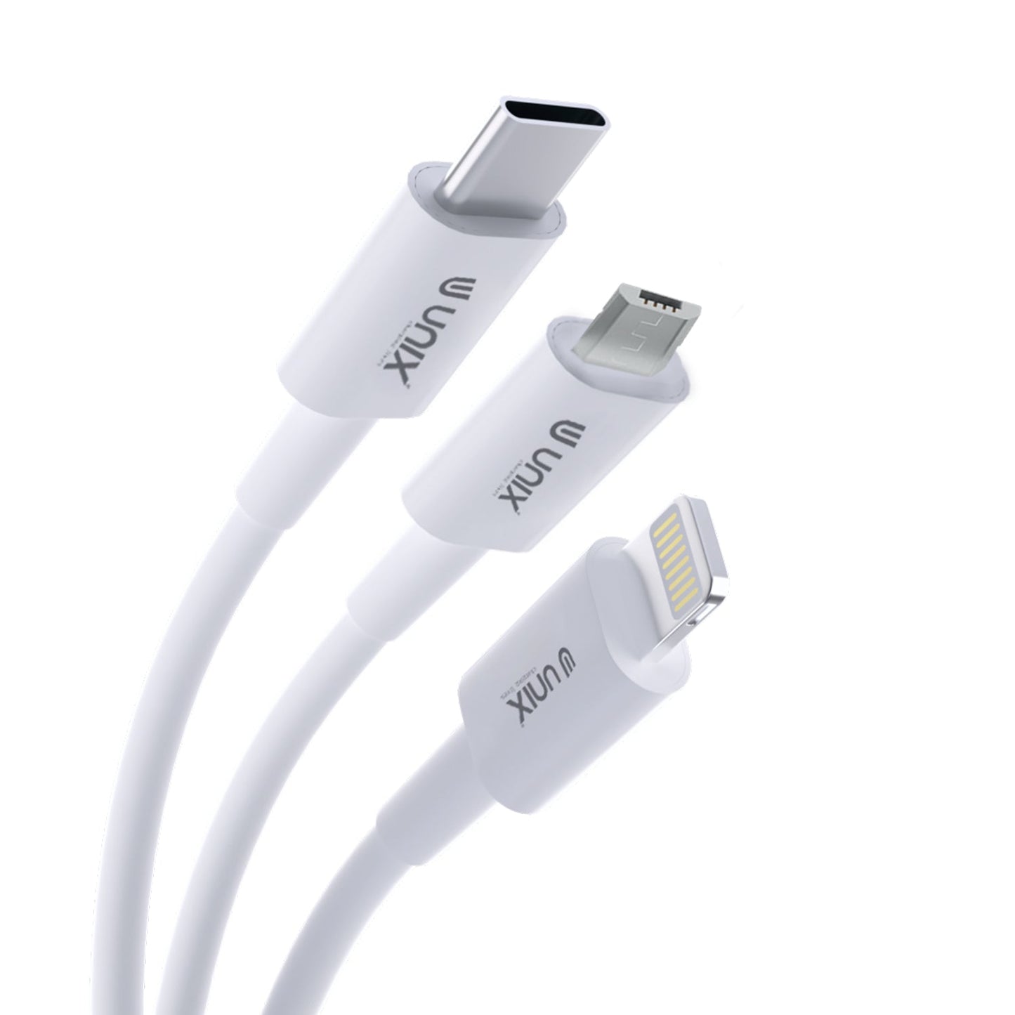 Unix UX-T22 3-in-1 Fast Charging Data Cable - Type-C, N70, Lightning - Unixindia.