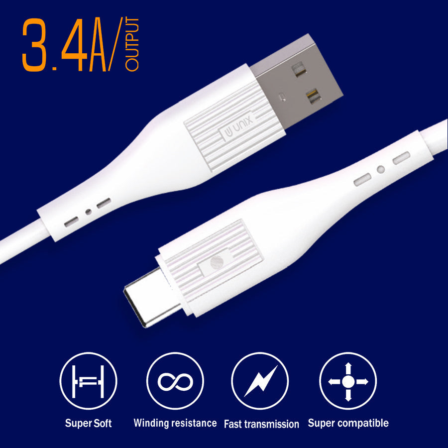 Unix UX-X3 Type-C USB Data Cable | Classic Design - Unixindia.