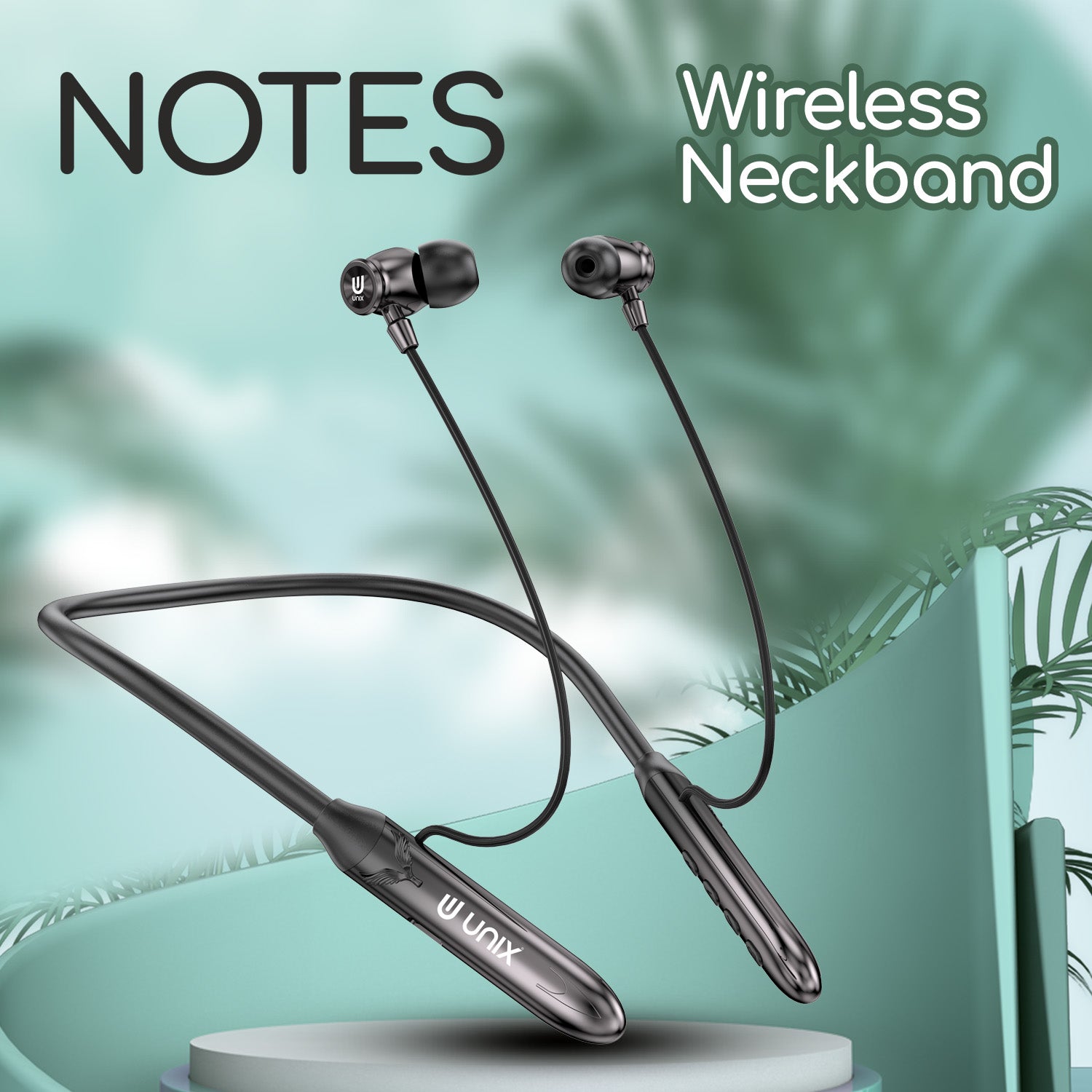 UNIX UX-W400 Notes Wireless Neckband - 99 Hours Playtime, Magnetic On/Off, Voice Assistant Enabled - Unixindia.