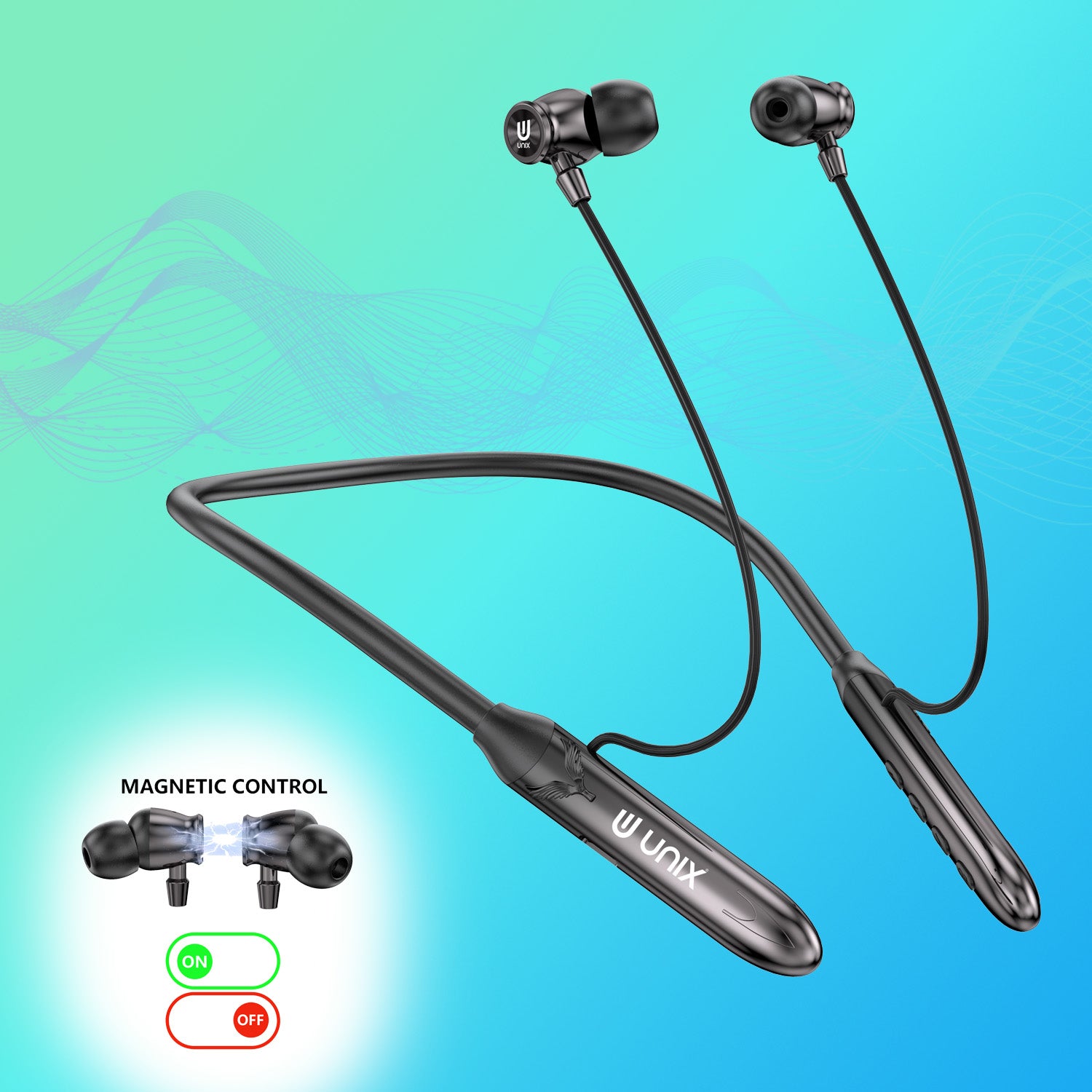 UNIX UX-W400 Notes Wireless Neckband - 99 Hours Playtime, Magnetic On/Off, Voice Assistant Enabled - Unixindia.