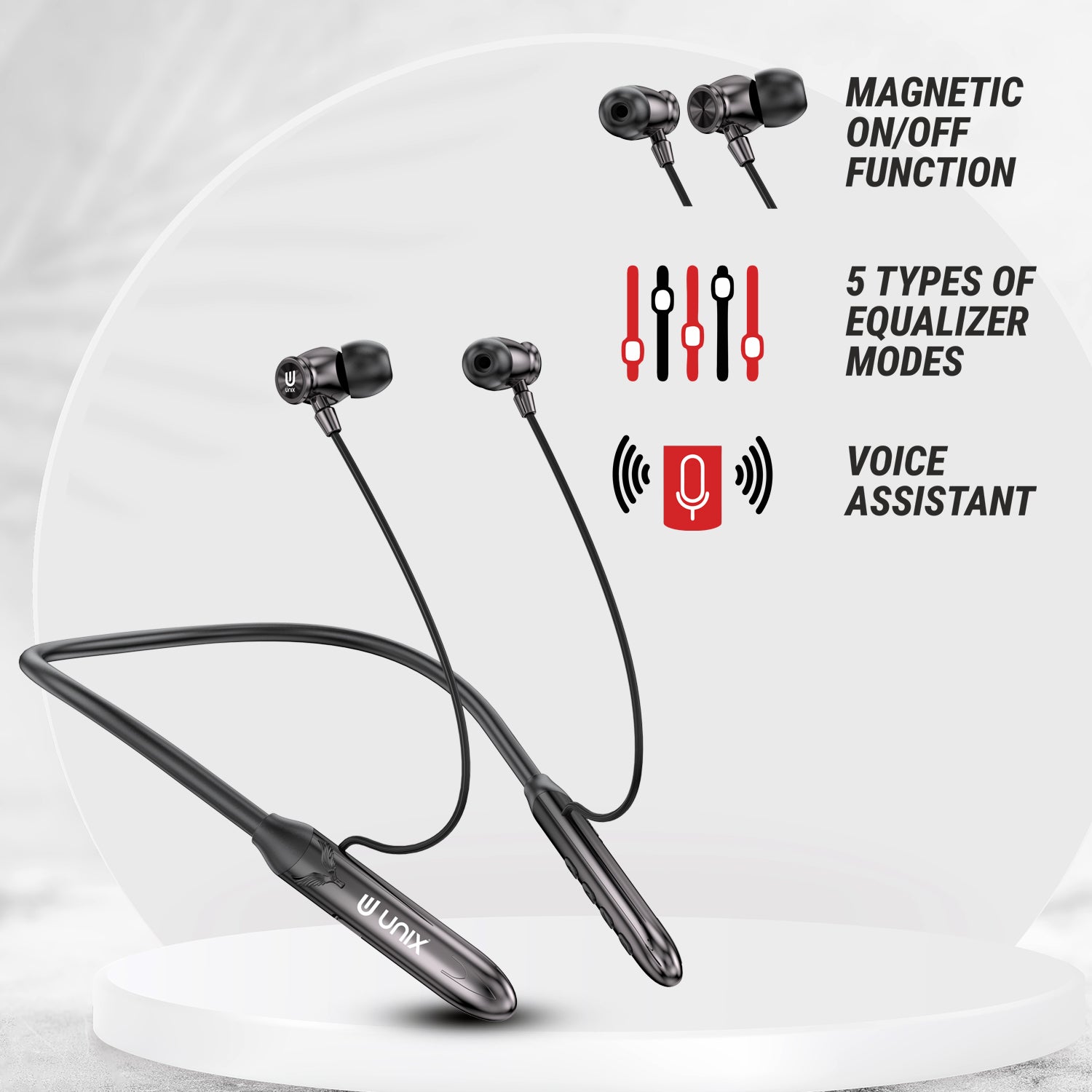 UNIX UX-W400 Notes Wireless Neckband - 99 Hours Playtime, Magnetic On/Off, Voice Assistant Enabled - Unixindia.