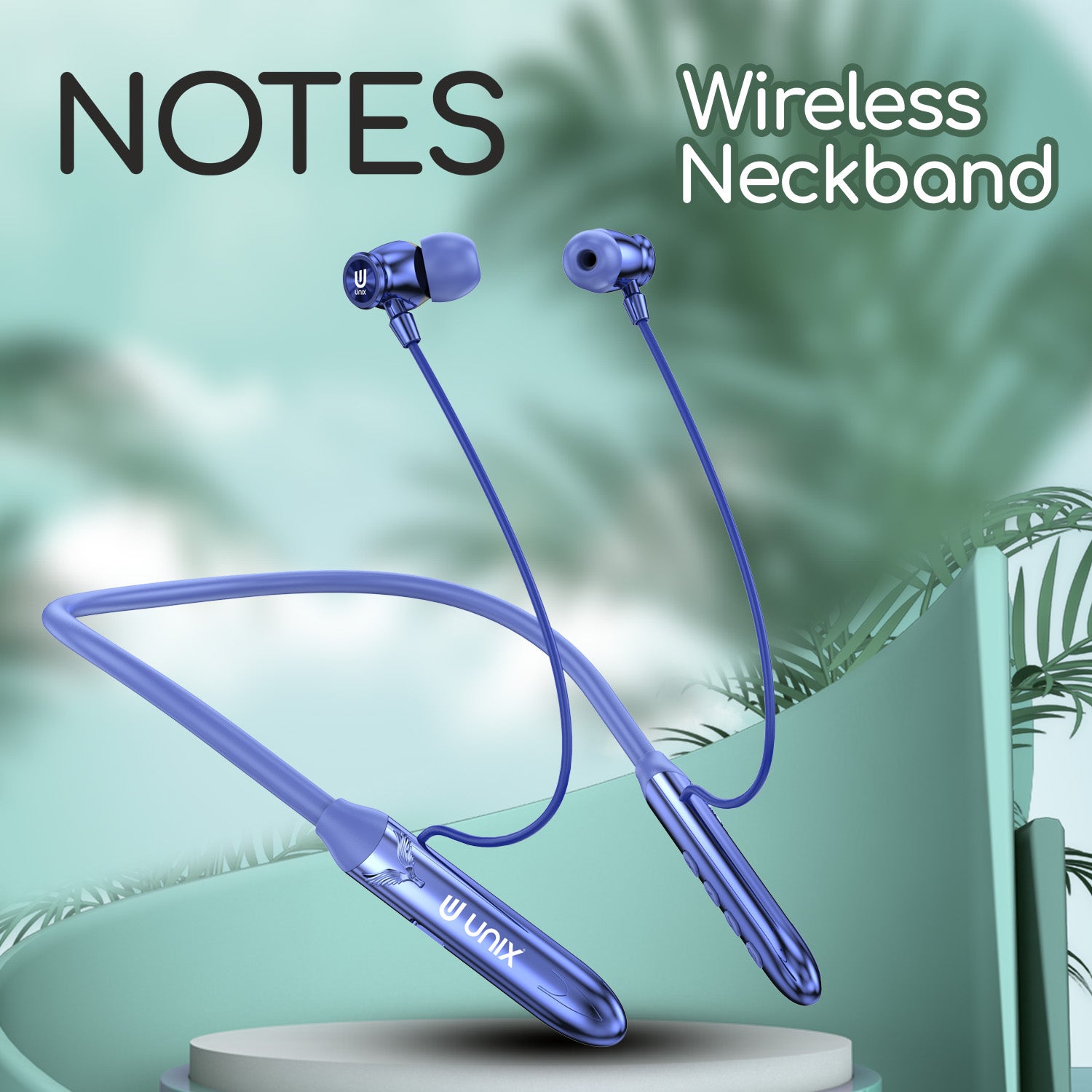 UNIX UX-W400 Notes Wireless Neckband - 99 Hours Playtime, Magnetic On/Off, Voice Assistant Enabled - Unixindia.