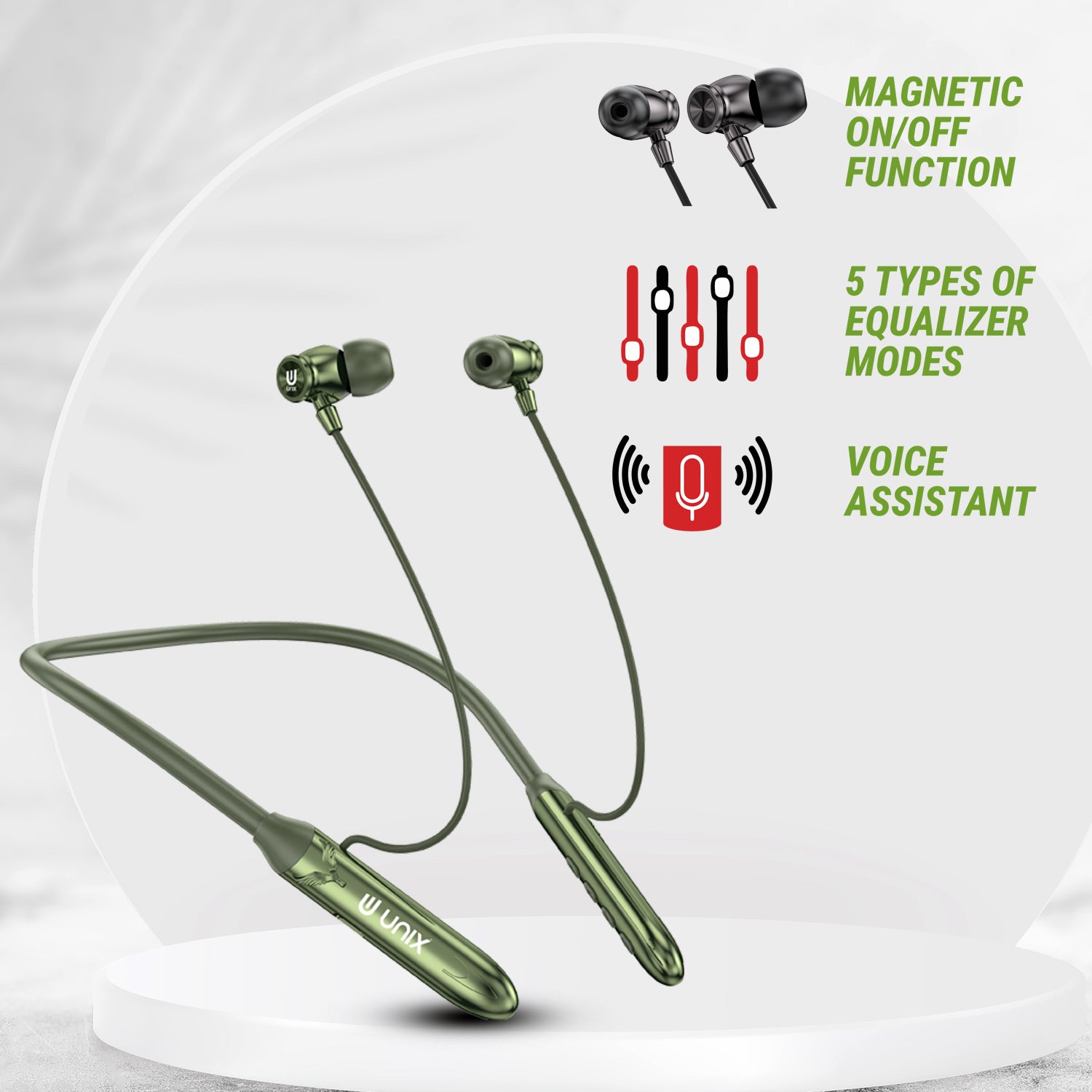 UNIX UX-W400 Notes Wireless Neckband - 99 Hours Playtime, Magnetic On/Off, Voice Assistant Enabled - Unixindia.