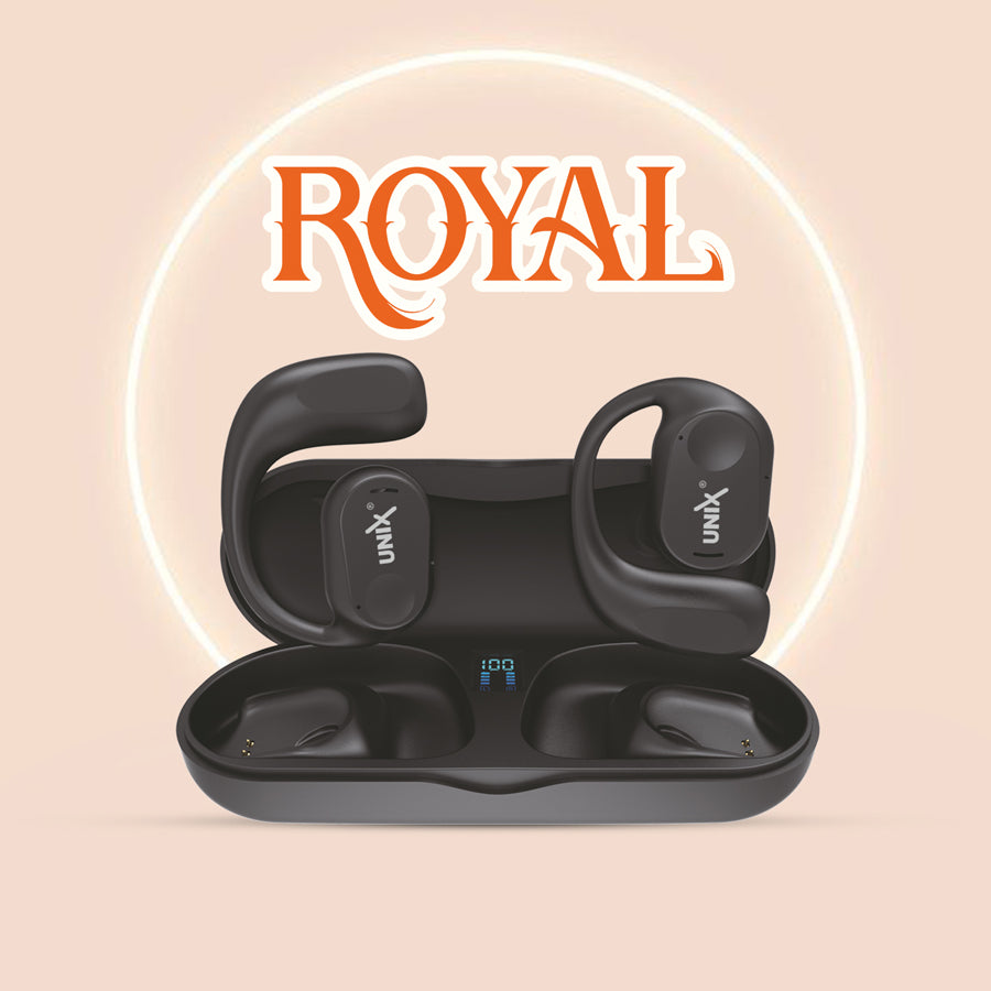 Unix UX-W7 Royal OWS Wireless Earbuds | 26 Hours Play & Talk Time, Touch Control white background