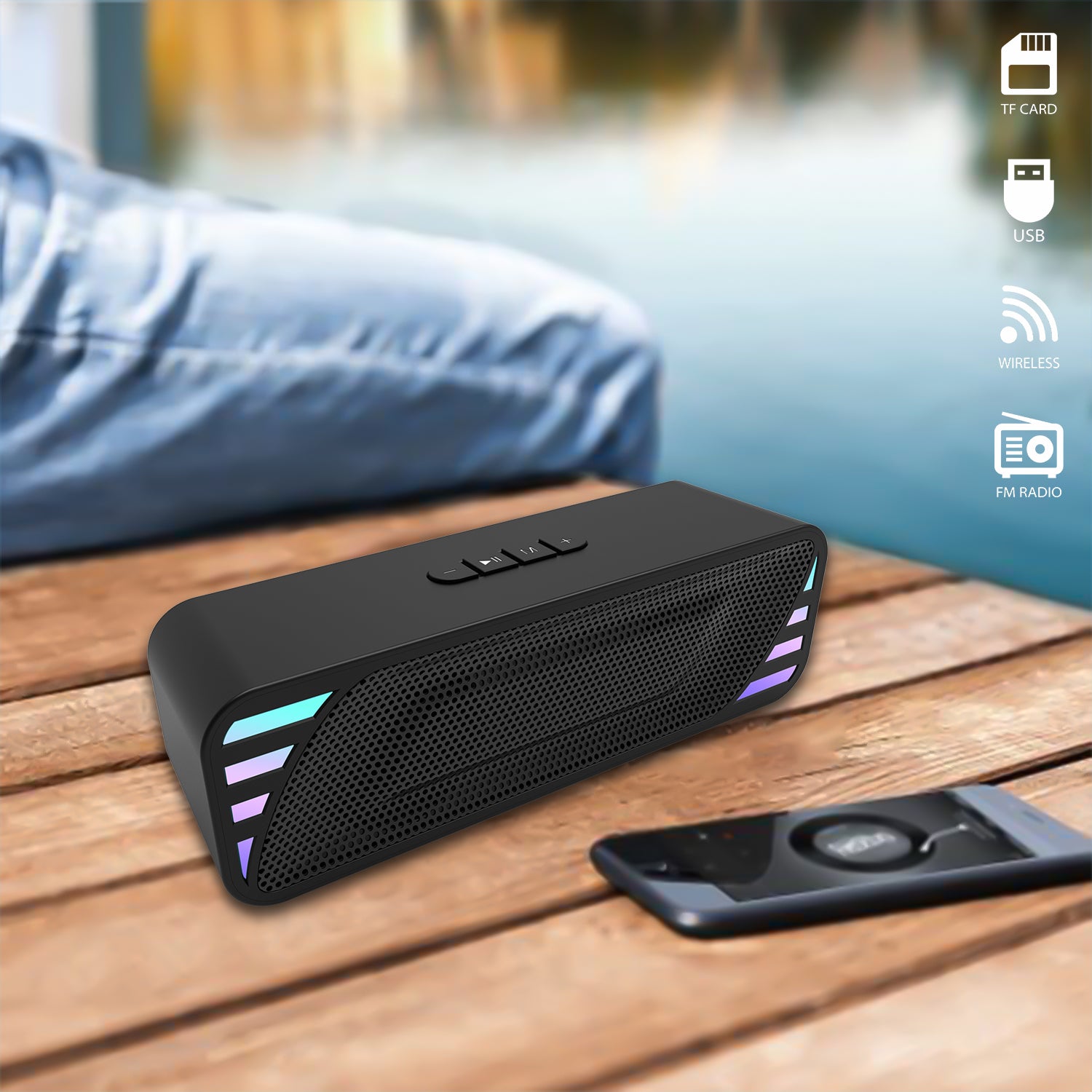 Unix XB-U44 Beatbox Wireless Speaker with LED Colorful Light