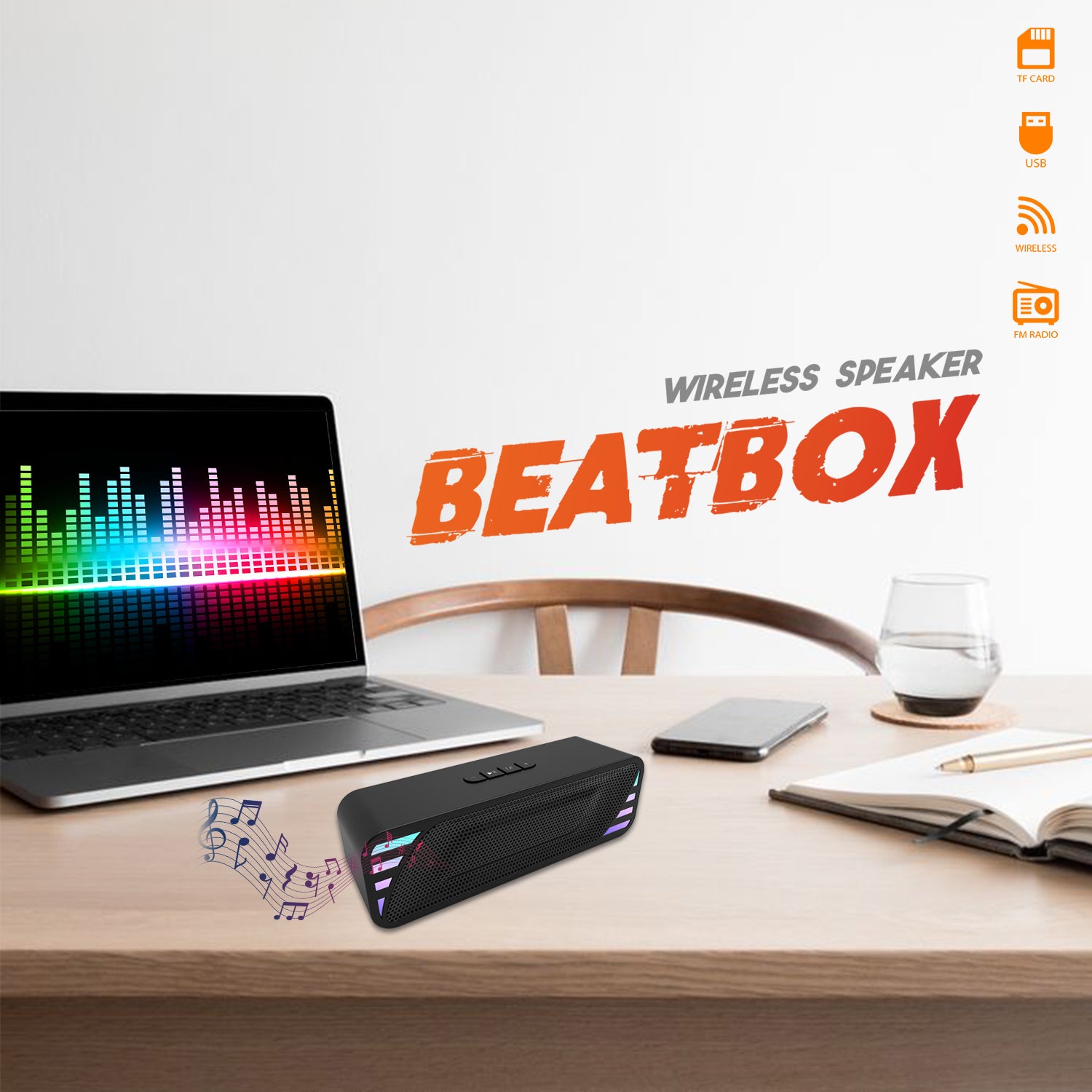 Unix XB-U44 Beatbox Wireless Speaker with LED Colorful Light