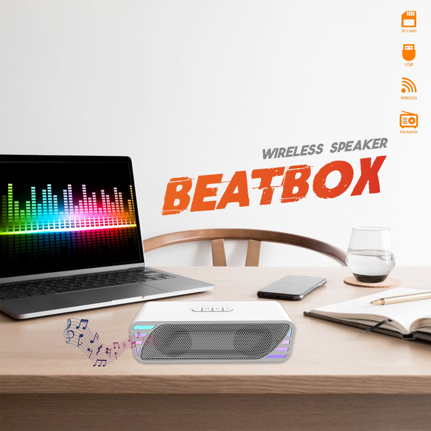 Unix XB-U44 Beatbox Wireless Speaker with LED Colorful Light