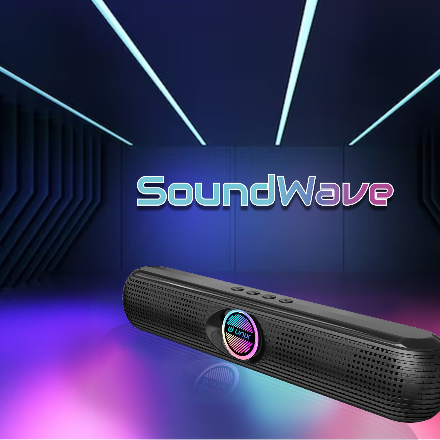Unix XB-U88 Soundwave Wireless Speaker with LED Colorful Light | Dual 5W Output & Multifunctional Features