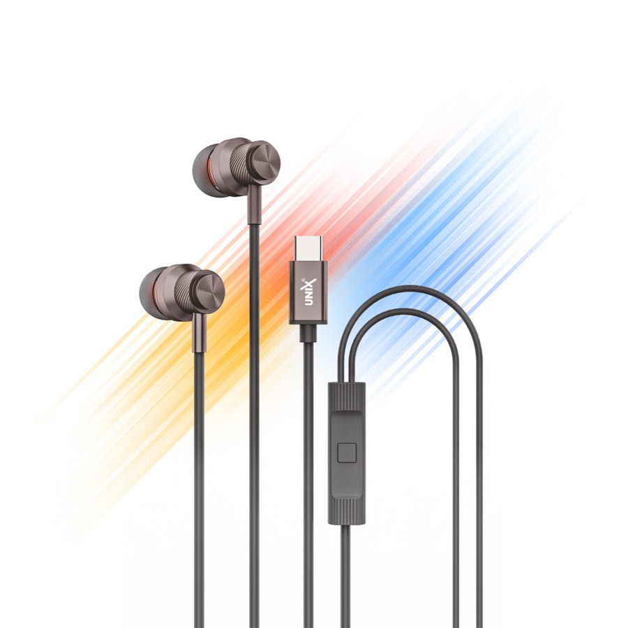 Unix Harmony Type-C Wired Earphones - Superb Sound and Comfort in Harmony brown back