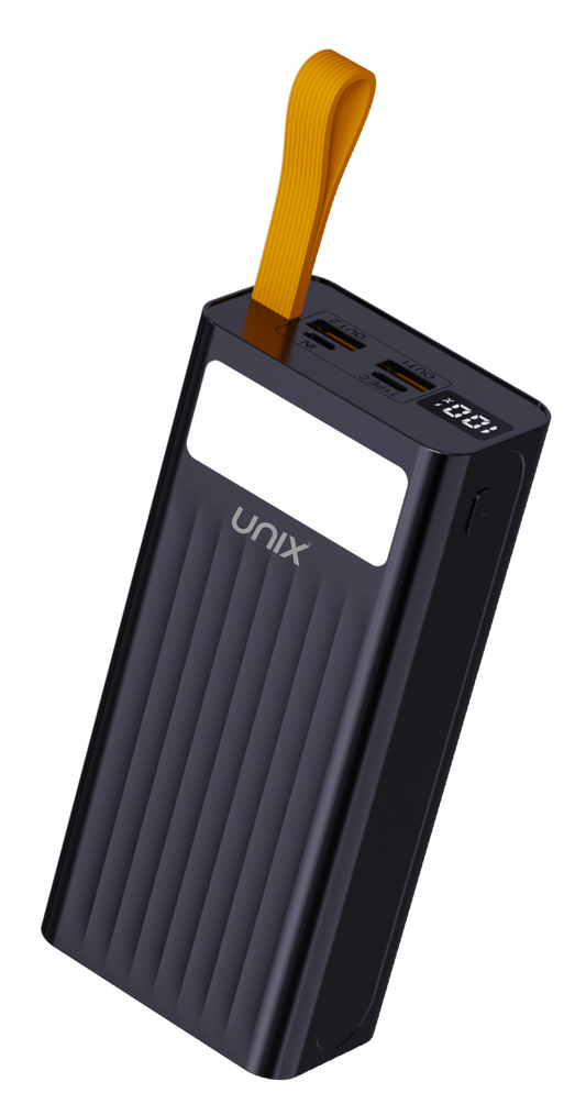 UNIX UX-1525 Pro 30000mAh Power Bank – Slim Design, PD 22.5W Fast Charging & Dual USB Output