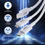 Unix UX-T22 3-in-1 Fast Charging Data Cable - Type-C, N70, Lightning - Image 7