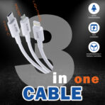 Unix UX-T22 3-in-1 Fast Charging Data Cable - Type-C, N70, Lightning - Image 5