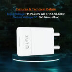 UNIX UX-109 1AMP Single USB Wall Charger Adapter - Image 5