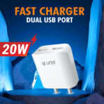 UNIX UX-110 20W Dual USB Fast Charger Adapter - Image 2